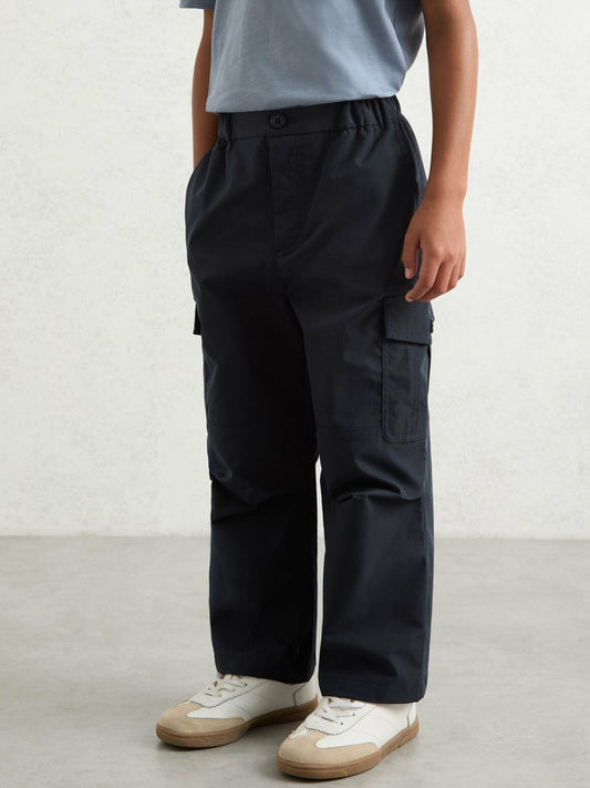 3-9 yrs Technical Straight Leg Cargo Trousers in Navy | Reiss Children & Baby Featured
