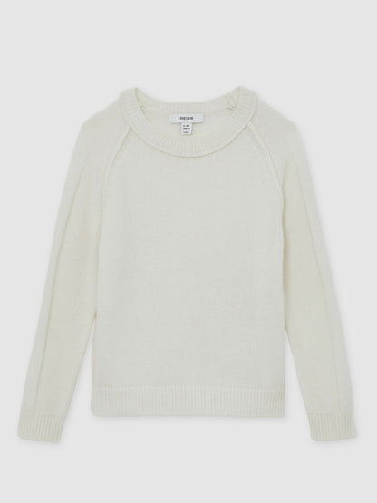 13-14 yrs Wool-Cashmere Reverse-Seam Jumper in Off White | Reiss Children & Baby Signature