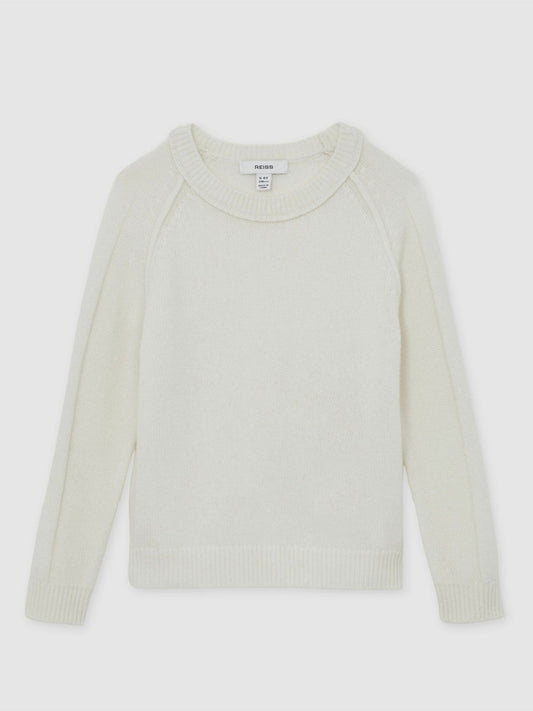 13-14 yrs Wool-Cashmere Reverse-Seam Jumper in Off White | Reiss Children & Baby Signature