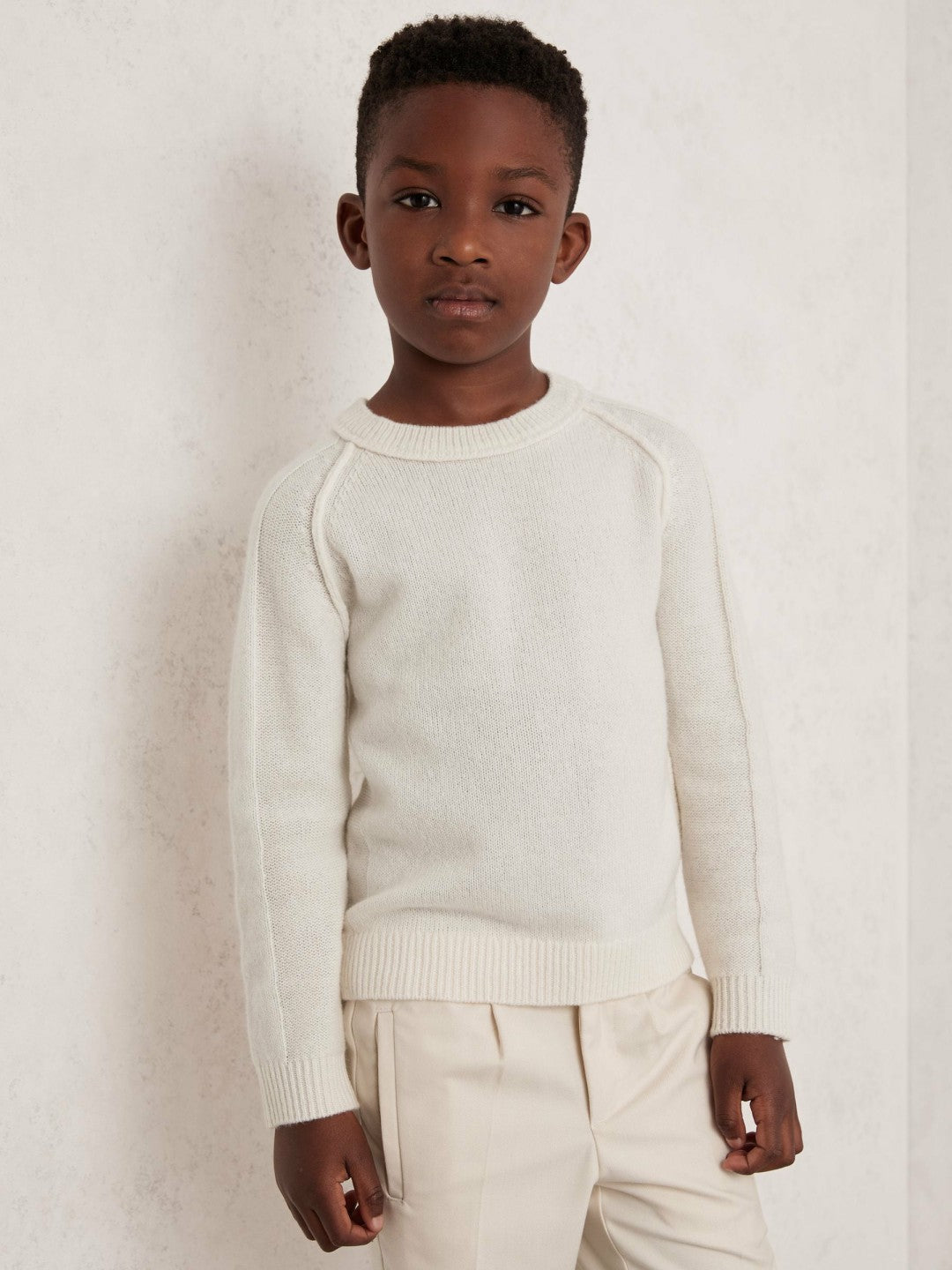 13-14 yrs Wool-Cashmere Reverse-Seam Jumper in Off White | Reiss Children & Baby Signature