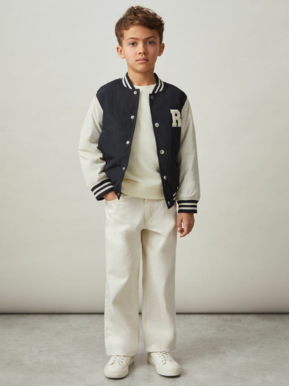 9-13 yrs Colour-Block Varsity Bomber Jacket in Navy/ Off White | Reiss Children & Baby Popular