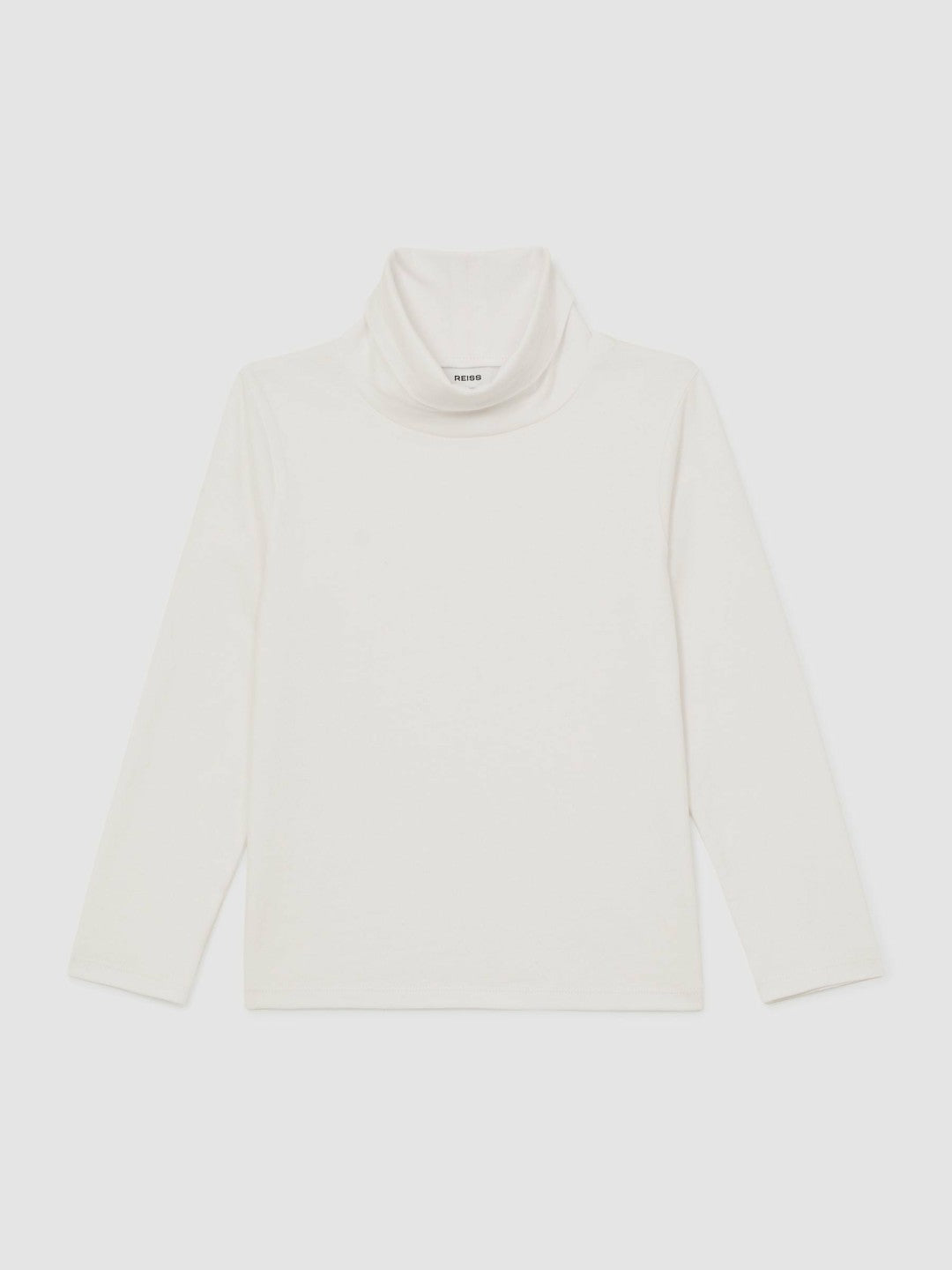 13-14 yrs Cotton-Jersey Roll-Neck Top with Stretch in Ivory | Reiss Children & Baby Premium
