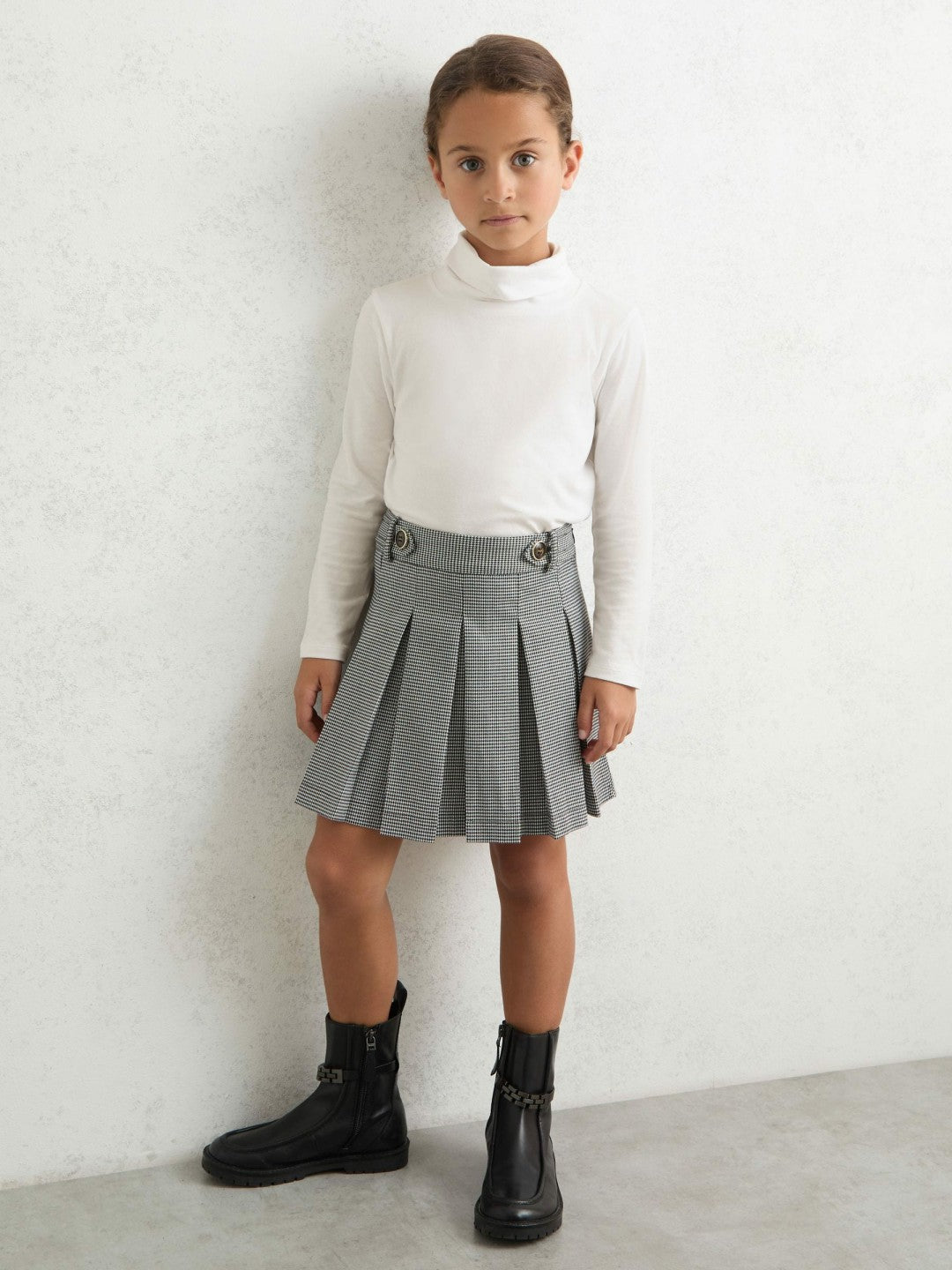 13-14 yrs Cotton-Jersey Roll-Neck Top with Stretch in Ivory | Reiss Children & Baby Premium