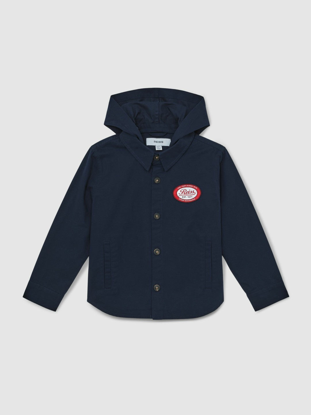Cotton Removable-Hood Motor Cars Jacket in Navy | Reiss Children & Baby Premium
