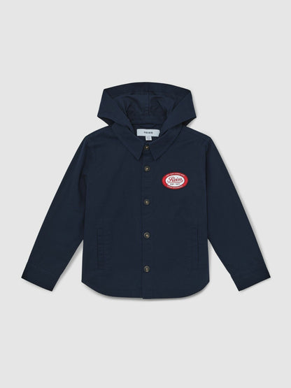 Cotton Removable-Hood Motor Cars Jacket in Navy | Reiss Children & Baby Premium
