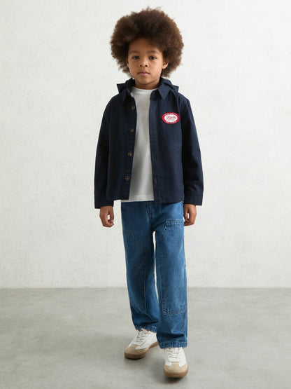 Cotton Removable-Hood Motor Cars Jacket in Navy | Reiss Children & Baby Premium