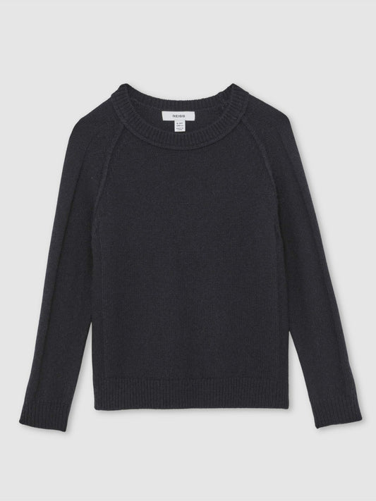 13-14 yrs Wool-Cashmere Reverse-Seam Jumper in Navy | Reiss Children & Baby Best Seller