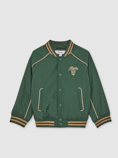 3-9 yrs Motor Cars Embroidered Bomber Jacket in Forest Green/Off White | Reiss Children & Baby Signature