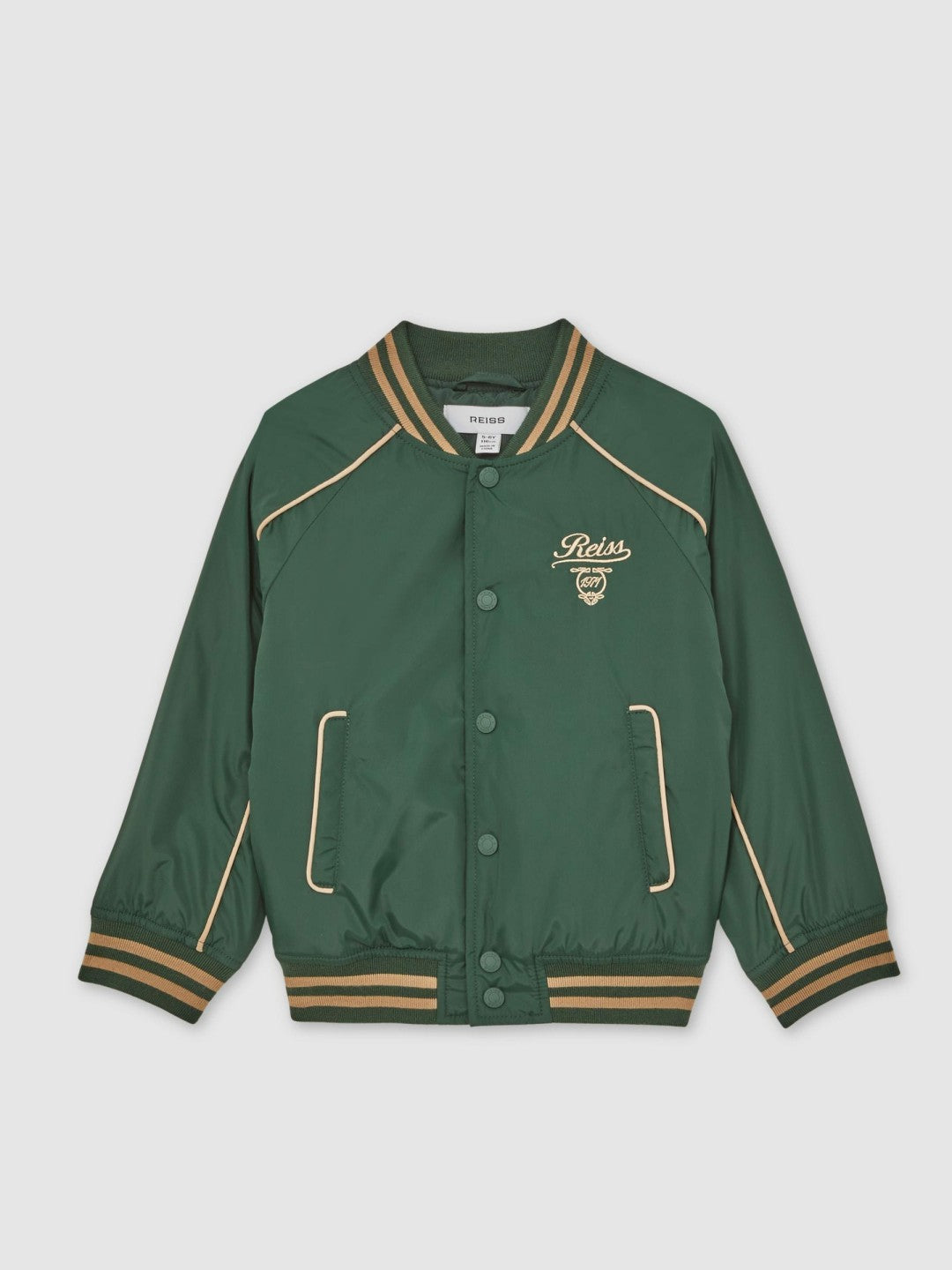 9-13 yrs Motor Cars Embroidered Bomber Jacket in Forest Green/Off White | Reiss Children & Baby Signature