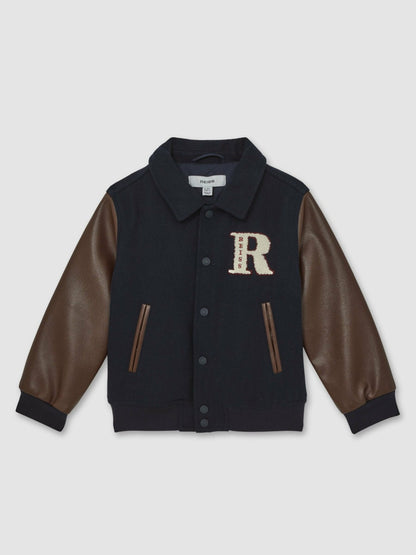 9-13 yrs Motor Cars Press-Stud Bomber Jacket in Navy/Brown | Reiss Children & Baby New