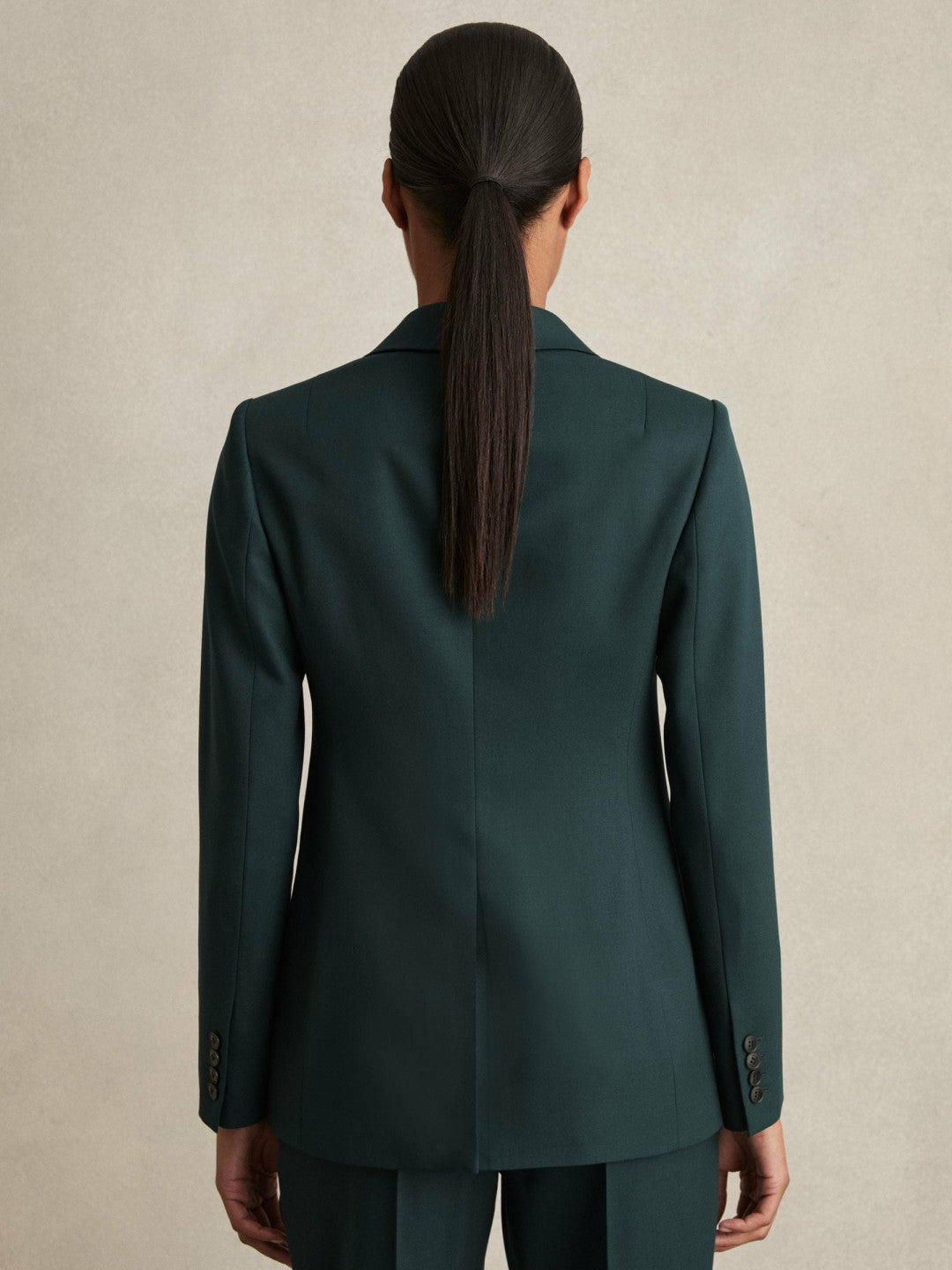 Wool-Blend Single-Breasted Suit Blazer in Green | Reiss Women Premium