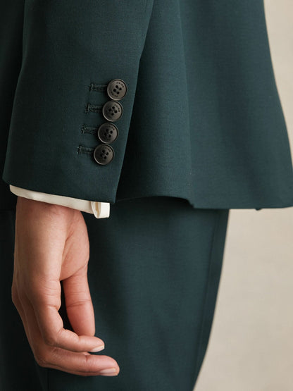 Wool-Blend Single-Breasted Suit Blazer in Green | Reiss Women Premium