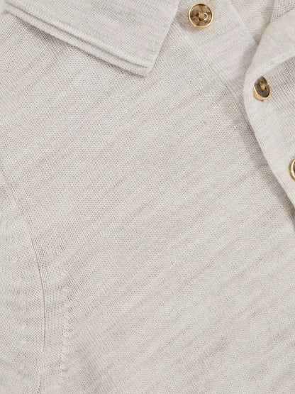 9-13 yrs Merino Wool Short Sleeve Polo Shirt in Wicker Melange | Reiss Children & Baby Signature