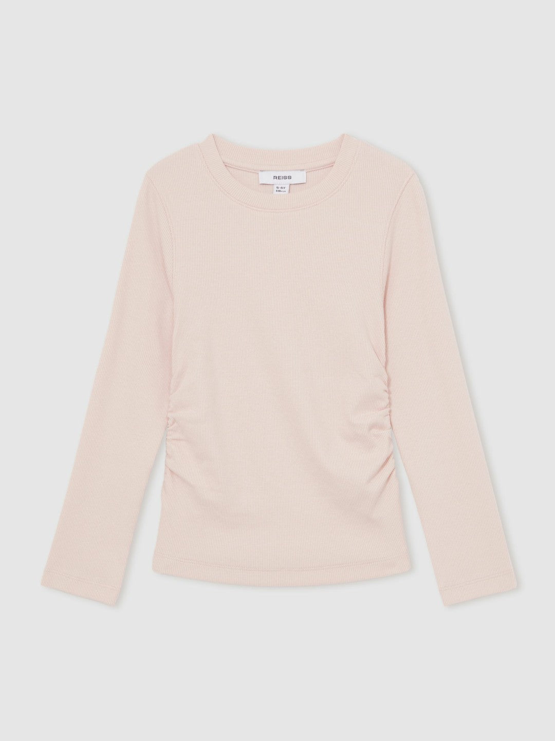 4-9 yrs Cotton Ruched Long-Sleeve T-Shirt with Stretch in Pale Pink | Reiss Children & Baby Signature