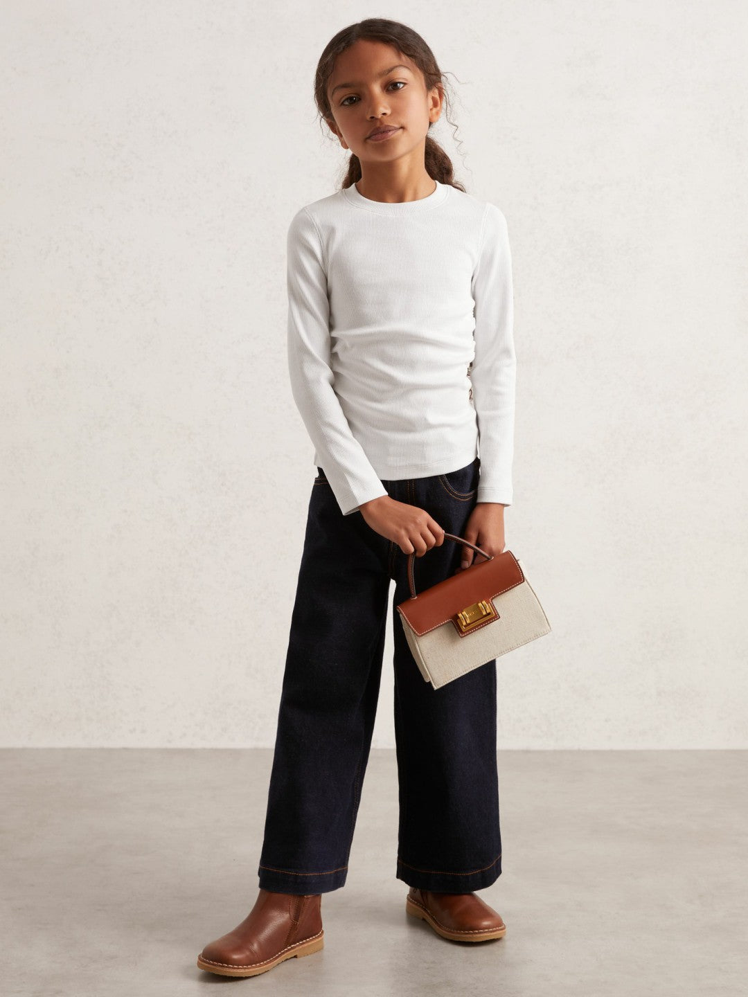 9-13 yrs Cotton Ruched Long-Sleeve T-Shirt with Stretch in Ivory | Reiss Children & Baby Popular