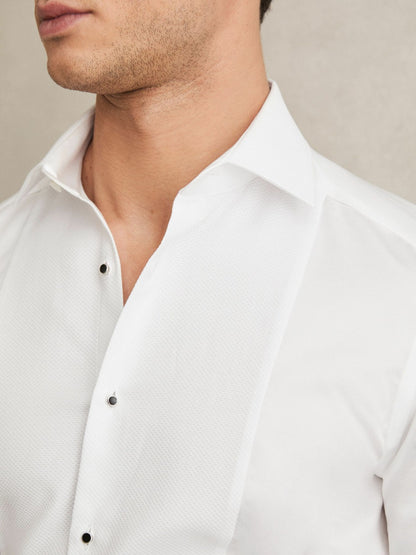 Slim Fit Cotton Double-Cuff Dinner Shirt Regular-Fit in White | Reiss Men Featured