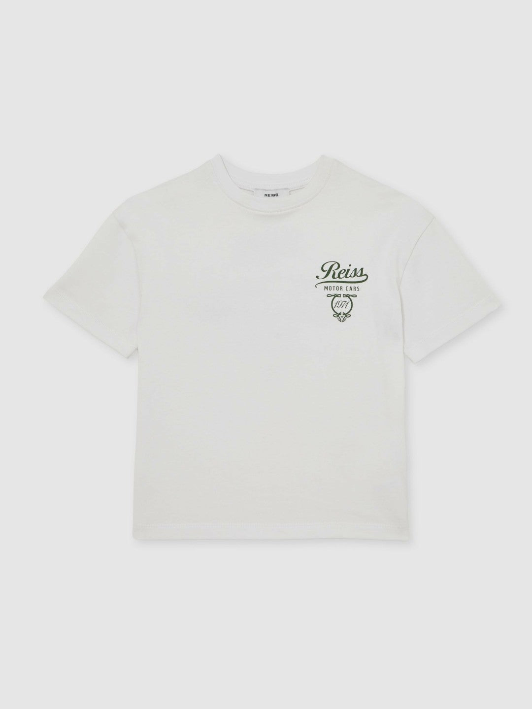 13-14 yrs Cotton Motor Cars-Print T-Shirt in White/Green | Reiss Children & Baby Featured