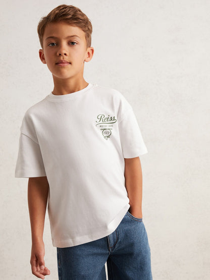 13-14 yrs Cotton Motor Cars-Print T-Shirt in White/Green | Reiss Children & Baby Featured