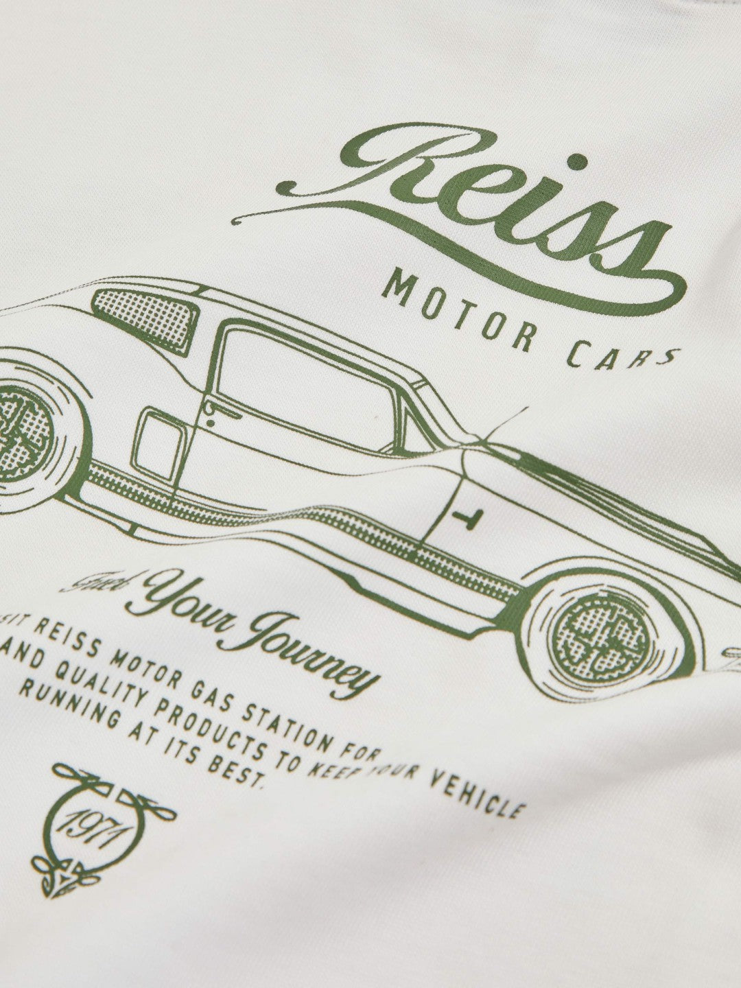 13-14 yrs Cotton Motor Cars-Print T-Shirt in White/Green | Reiss Children & Baby Featured