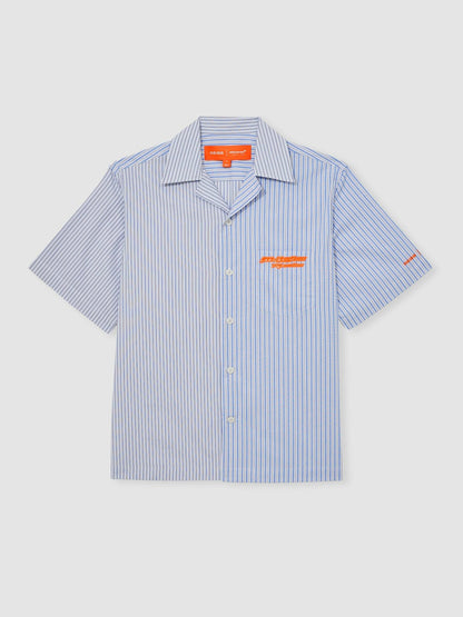 McLaren F1 Team Cuban Collar Striped Shirt in Soft Blue/White | Reiss Men Best Seller