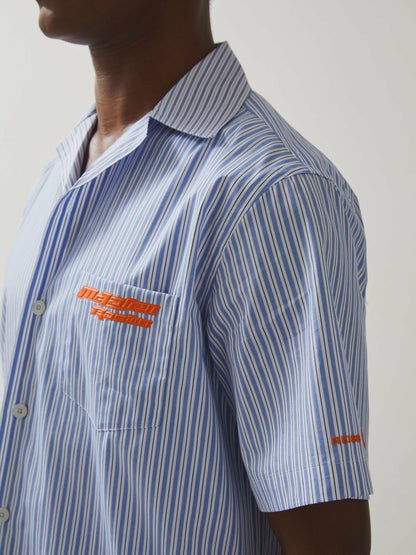 McLaren F1 Team Cuban Collar Striped Shirt in Soft Blue/White | Reiss Men Best Seller