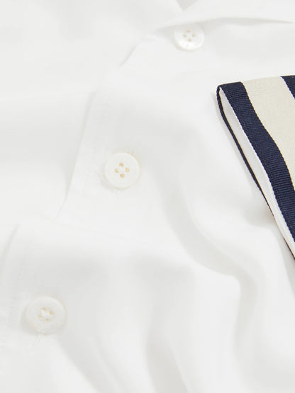 | Ché Stripe-Cuff Shirt in White | Reiss Men Exclusive