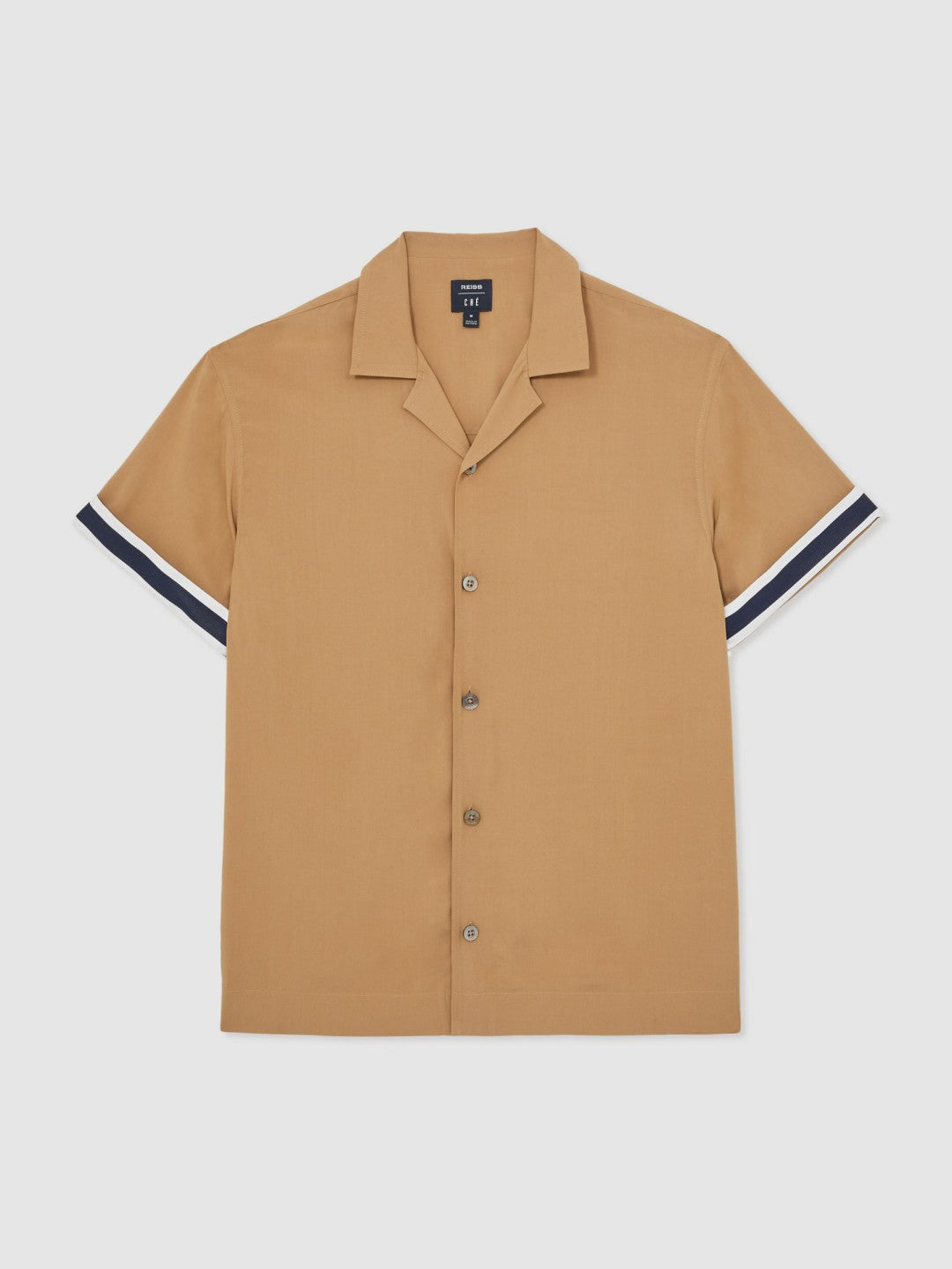 | Ché Stripe-Cuff Shirt in Camel | Reiss Men Premium
