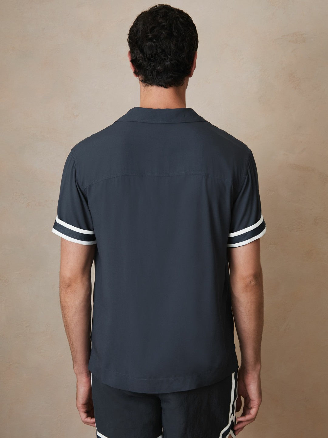 | Ché Stripe-Cuff Shirt in Navy | Reiss Men Featured