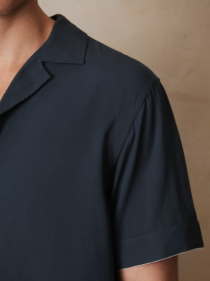 | Ché Stripe-Cuff Shirt in Navy | Reiss Men Featured