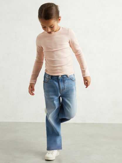 9-13 yrs Cotton Ruched Long-Sleeve T-Shirt with Stretch in Pale Pink | Reiss Children & Baby Best Seller