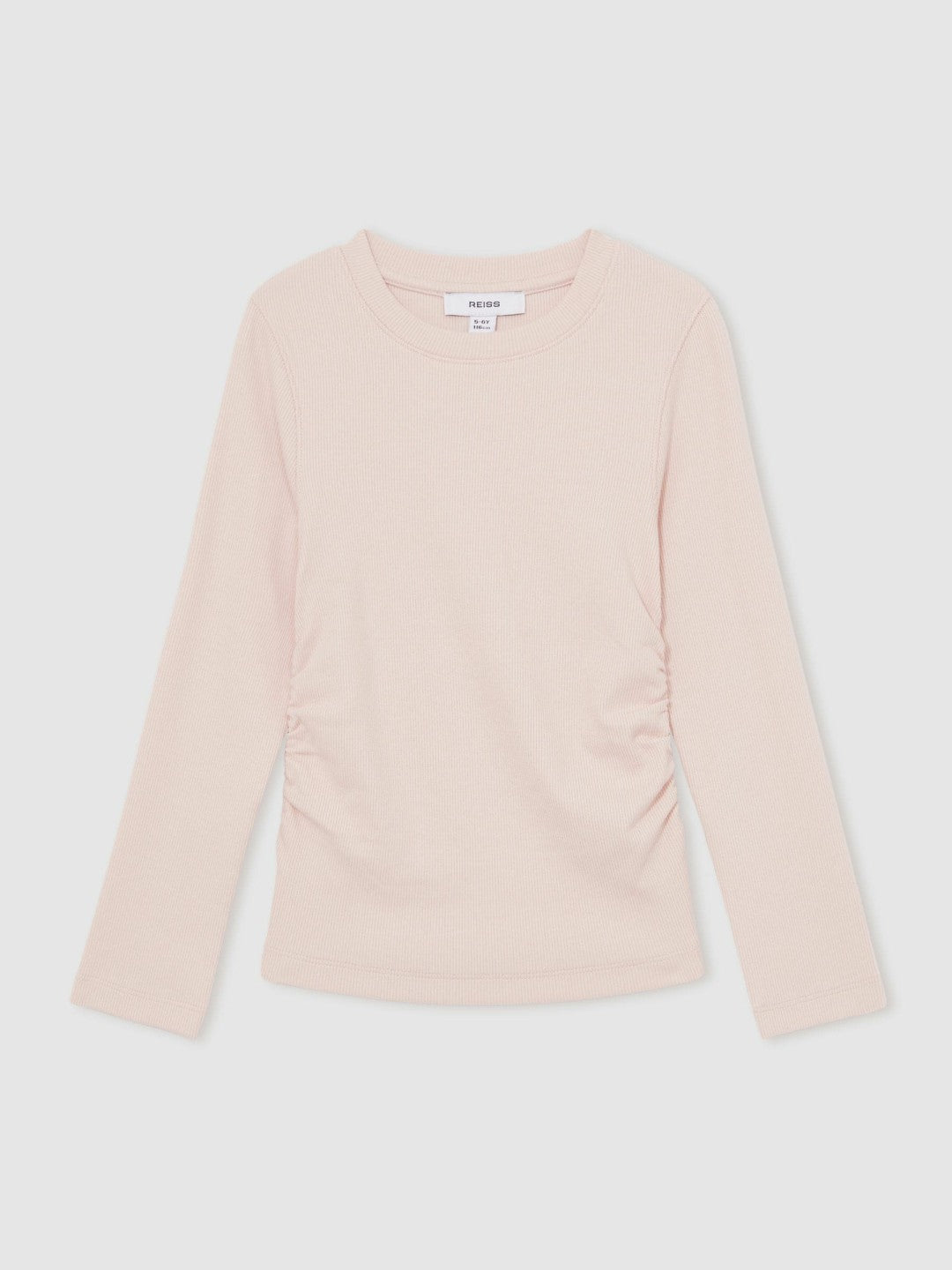 9-13 yrs Cotton Ruched Long-Sleeve T-Shirt with Stretch in Pale Pink | Reiss Children & Baby Best Seller