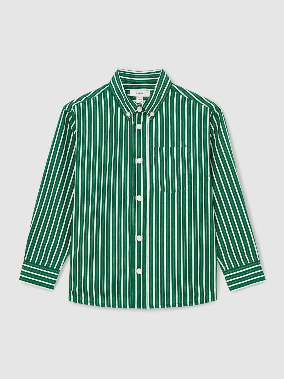 13-14 yrs Cotton-Poplin Striped Oversize Shirt in Green/White | Reiss Children & Baby Popular