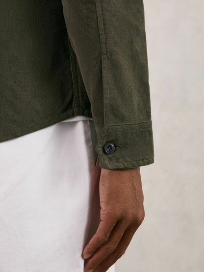 Cotton Corduroy Twin-Pocket Overshirt in Khaki Green | Reiss Men Premium