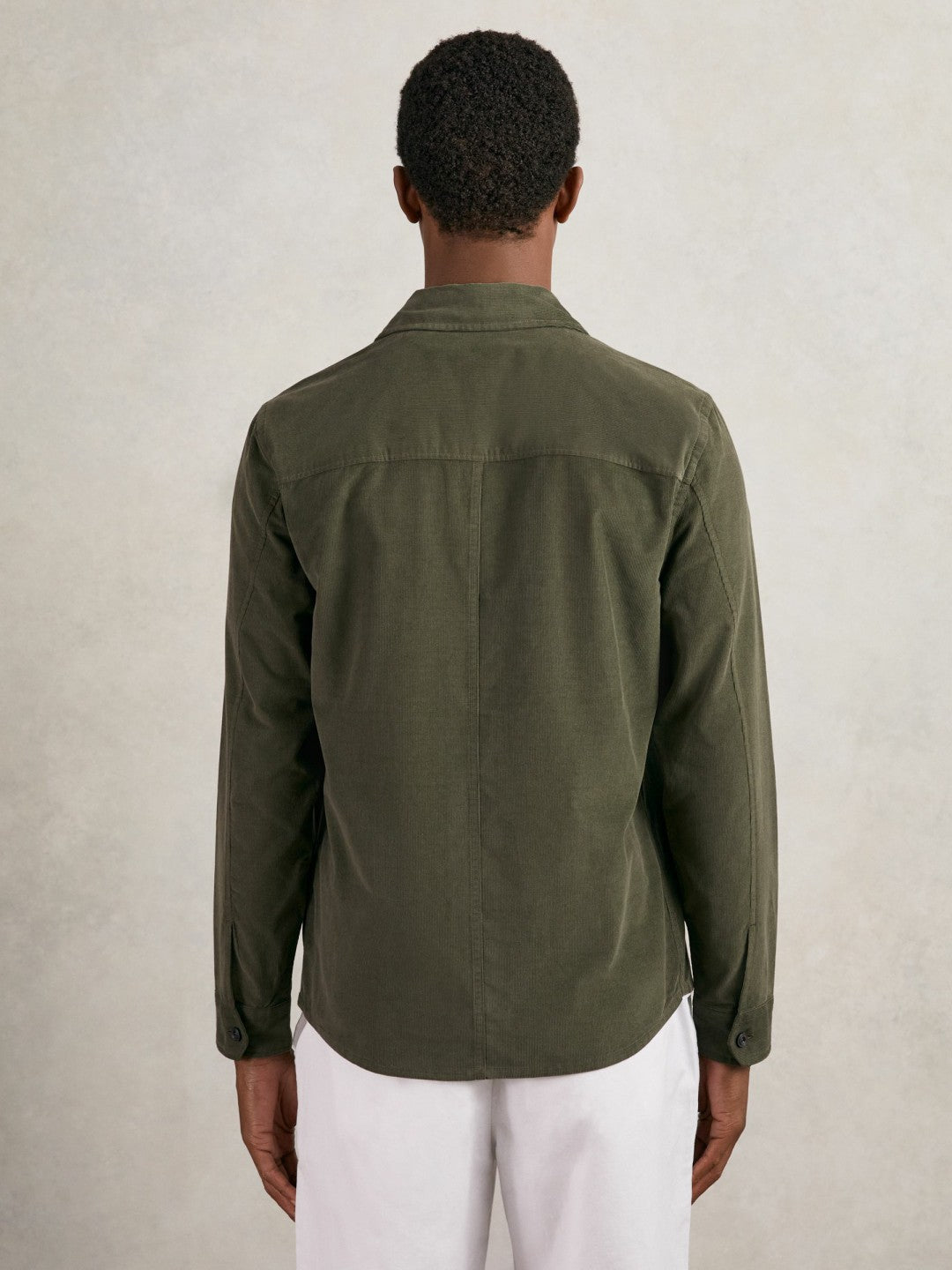 Cotton Corduroy Twin-Pocket Overshirt in Khaki Green | Reiss Men Premium