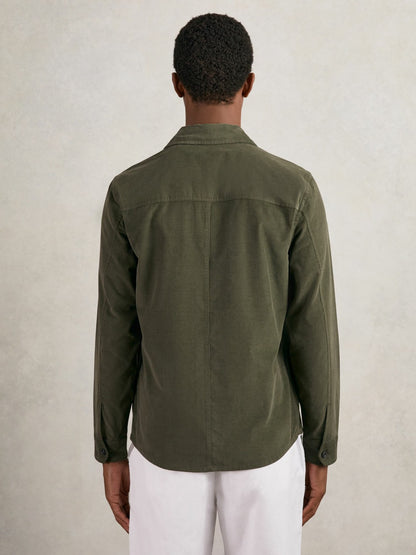 Cotton Corduroy Twin-Pocket Overshirt in Khaki Green | Reiss Men Premium