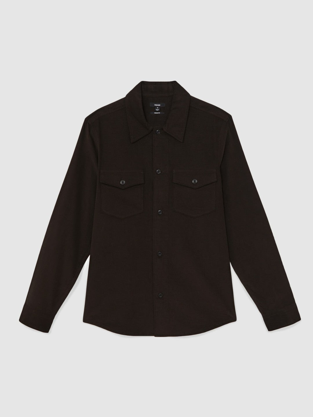 Cotton Corduroy Twin-Pocket Overshirt in Brown | Reiss Men Exclusive
