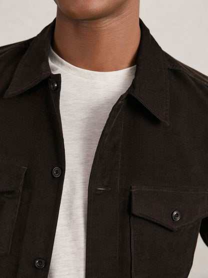 Cotton Corduroy Twin-Pocket Overshirt in Brown | Reiss Men Exclusive