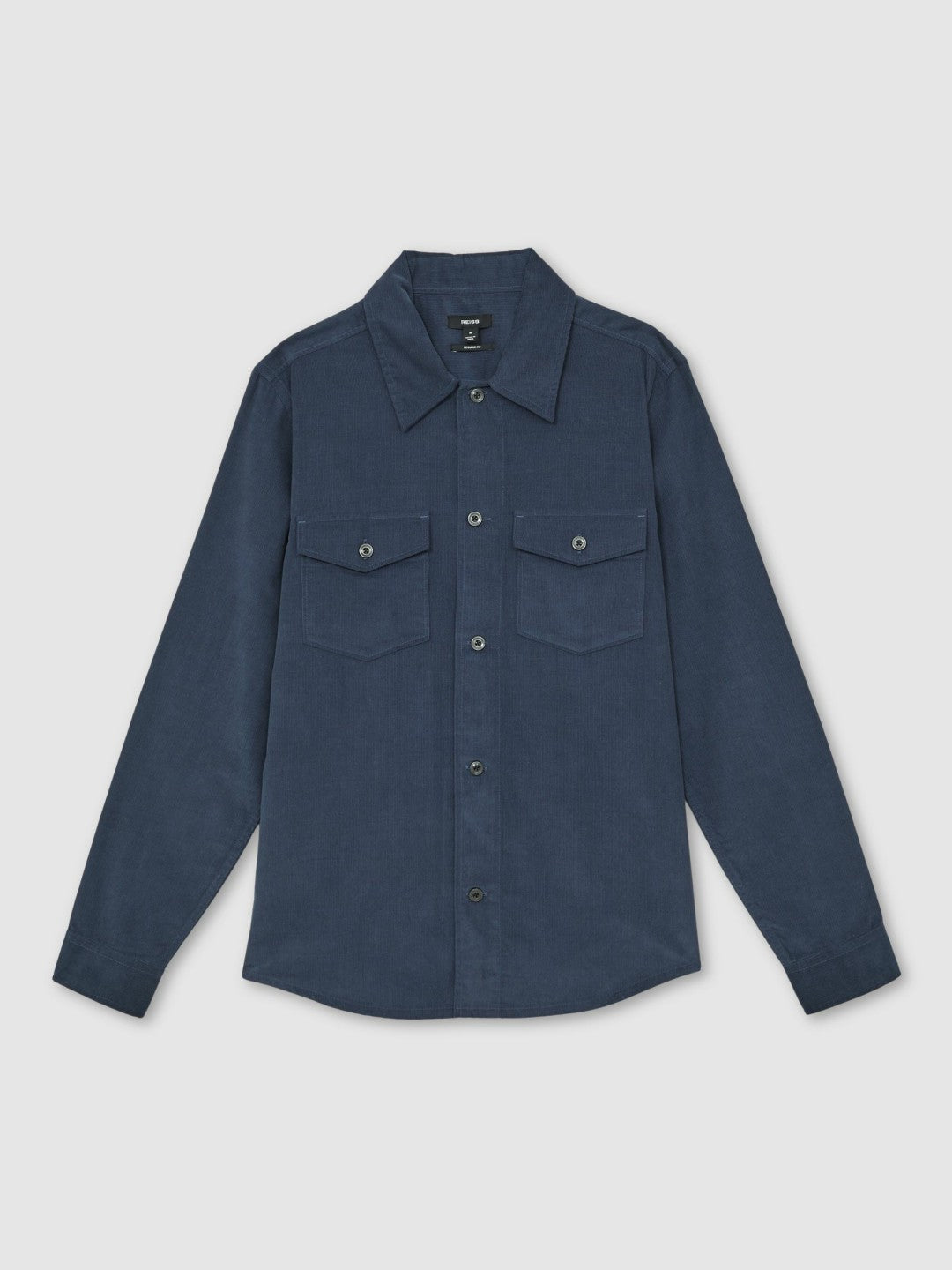 Cotton Corduroy Twin-Pocket Overshirt in Airforce Blue | Reiss Men Recommended