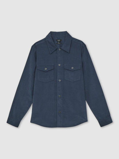 Cotton Corduroy Twin-Pocket Overshirt in Airforce Blue | Reiss Men Recommended