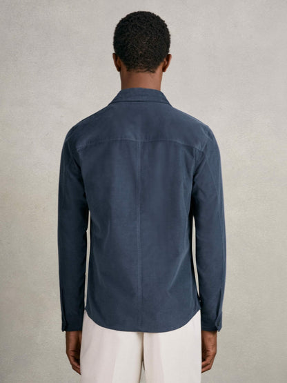 Cotton Corduroy Twin-Pocket Overshirt in Airforce Blue | Reiss Men Recommended