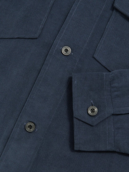 Cotton Corduroy Twin-Pocket Overshirt in Airforce Blue | Reiss Men Recommended