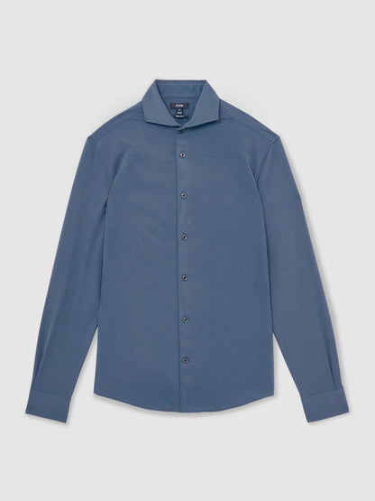 Stretch Jersey Cutaway-Collar Shirt in Dark Airforce Blue | Reiss Men Featured