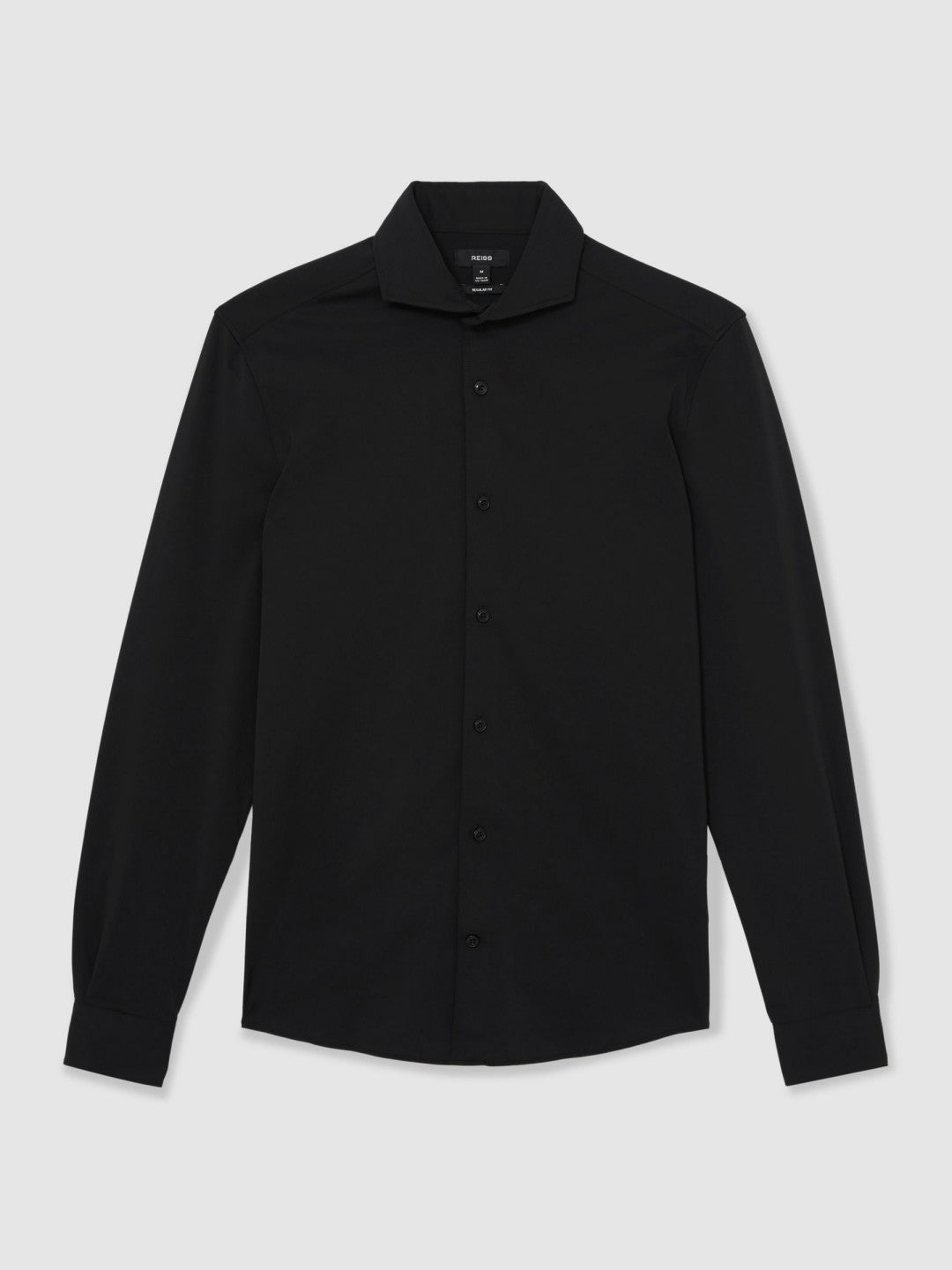 Stretch Jersey Cutaway-Collar Shirt in Black | Reiss Men Premium