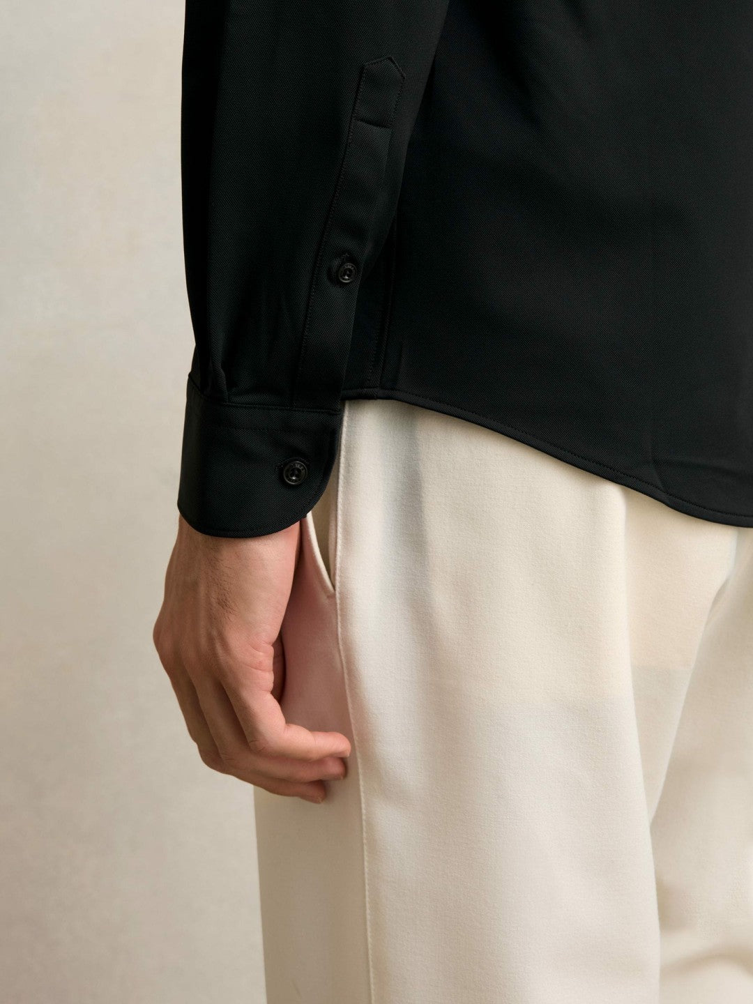 Stretch Jersey Cutaway-Collar Shirt in Black | Reiss Men Premium