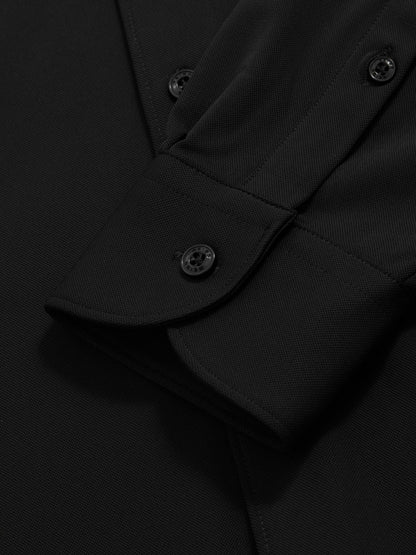 Stretch Jersey Cutaway-Collar Shirt in Black | Reiss Men Premium
