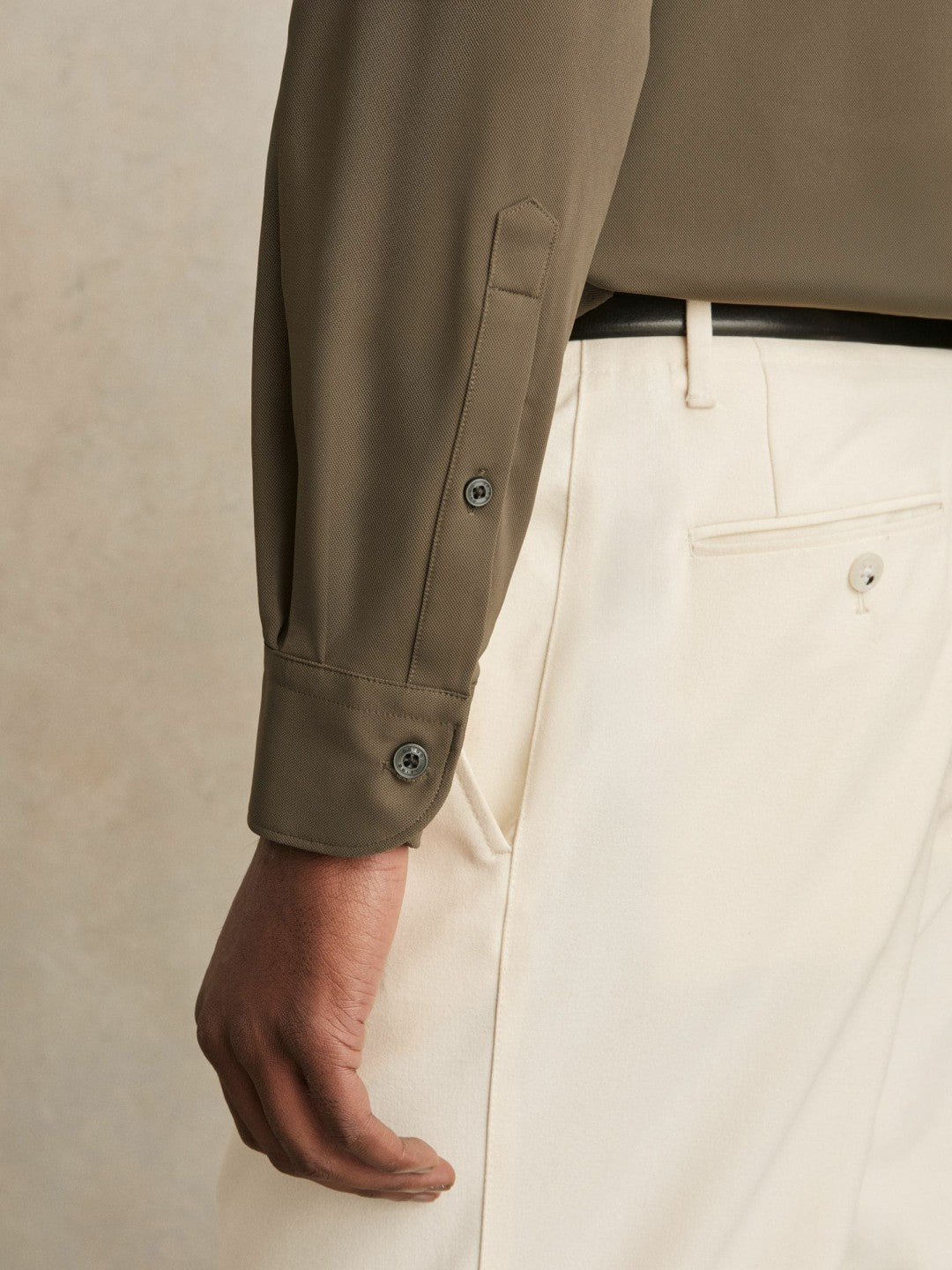 Stretch Jersey Cutaway-Collar Shirt in Olive Green | Reiss Men Signature