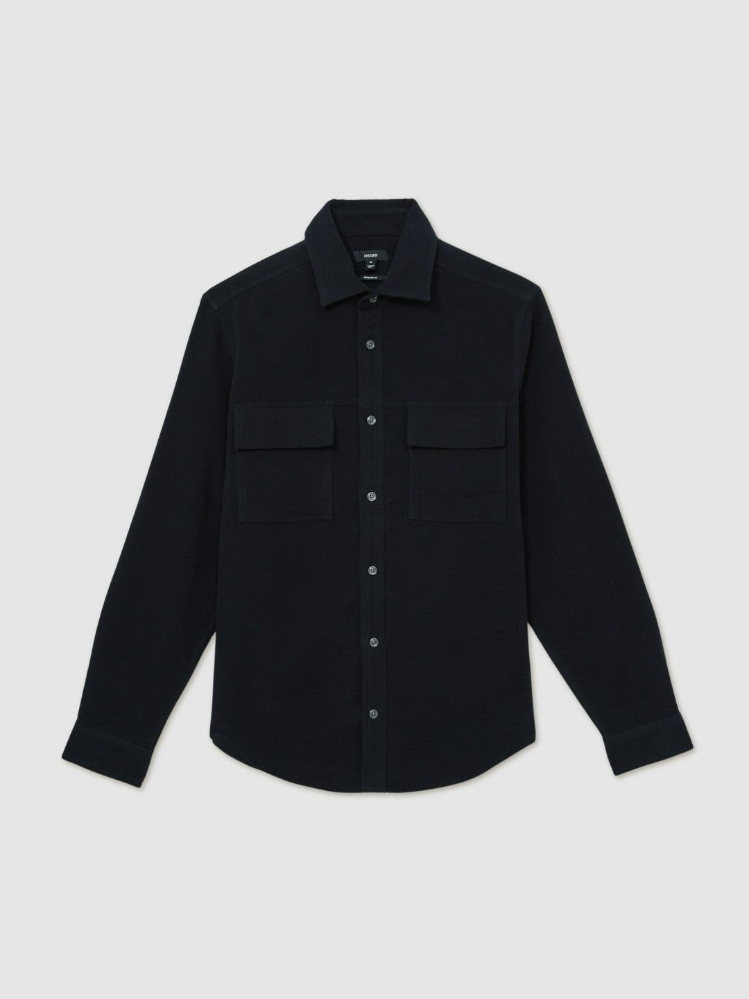 Moleskin-Cotton Twin-Pocket Overshirt in Navy | Reiss Men Exclusive