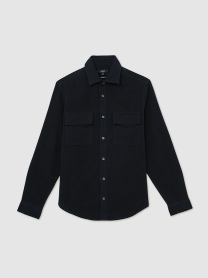 Moleskin-Cotton Twin-Pocket Overshirt in Navy | Reiss Men Exclusive