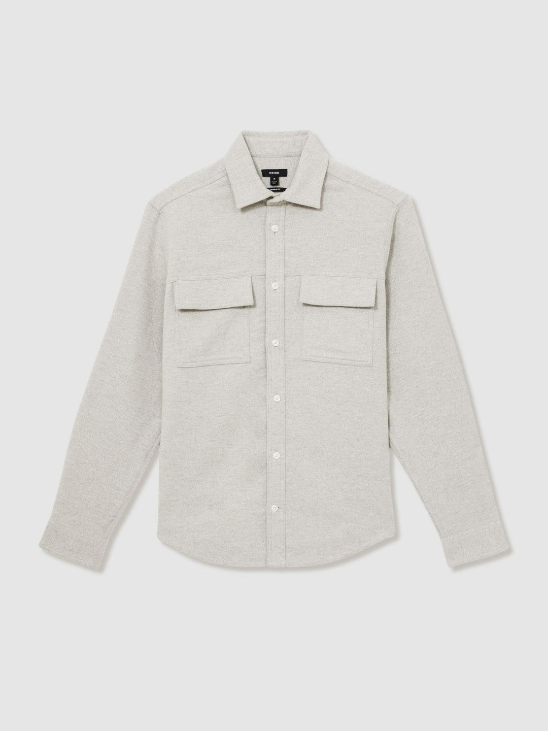 Moleskin-Cotton Twin-Pocket Overshirt in Soft Grey Melange | Reiss Men Trending