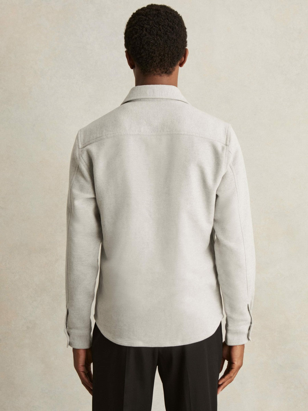 Moleskin-Cotton Twin-Pocket Overshirt in Soft Grey Melange | Reiss Men Trending